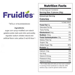Fruidles Sour Wild Strawberry Gummy Candy, Soft Chewy Gummy Candy, Fat-Free
