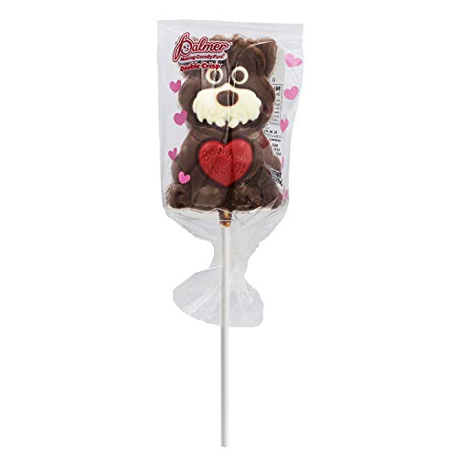 Valentine's Day Puppy Big Chocolate Lollipop Holiday Treats, Milk Chocolate Pop Party Bag Fillers, Individually Wrapped, Kosher Certified, 3oz Chocolate Sucker