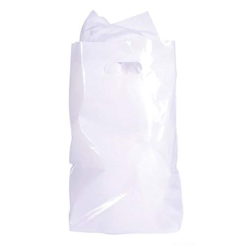 Plastic Bags, Die Cut Handle, Glossy Plastic High Density Shopping Merchandise Goodie Bag, 9" x 12" Inches