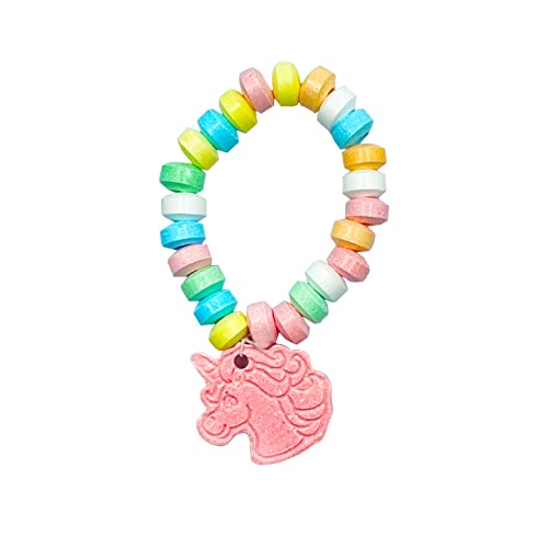 Unicorn Candy Bracelet, Stretchable Multicolor Fruit-Flavored Chewables for Party Favors