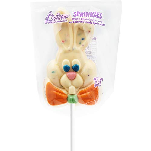 Decorated Easter Bunny Big Milk Chocolate Lollipop, 3oz Chocolate Sucker