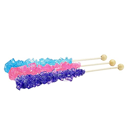 Rock Candy Lollipops Pops Candy Suckers, Variety Color Assortment, Individually Wrapped, 6.5"