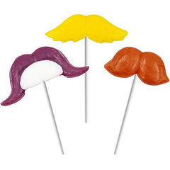 Mustache Lollipops, Mixed Fruit Flavor, 12-Pack