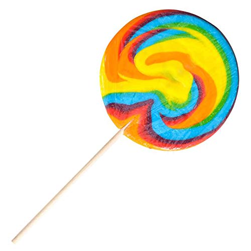 Jumbo Rainbow Swirl Lollipop, Mixed Fruit Flavor, 5" Inch Sucker