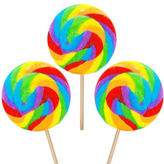 Jumbo Rainbow Swirl Lollipop, Mixed Fruit Flavor, 4