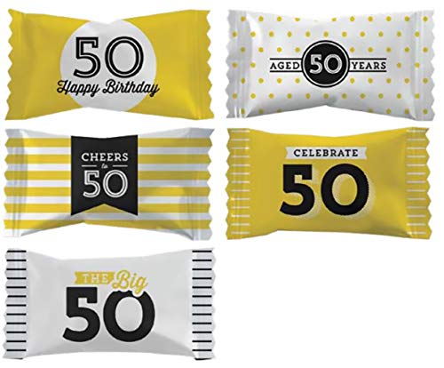 50th Birthday Butter Mints, Individually Wrapped