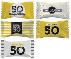 50th Birthday Butter Mints, Individually Wrapped