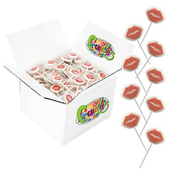 Valentine's Day Red Lips Lollipop Sucker, White Lip Shaped Lollipop with Red Lips, Individually Wrapped