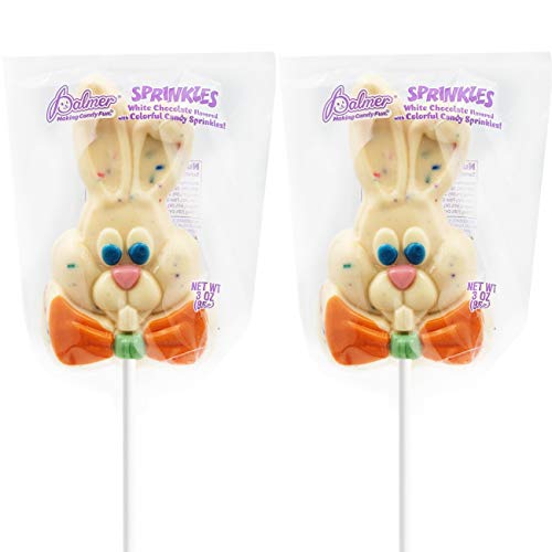 Decorated Easter Bunny Big Milk Chocolate Lollipop, 3oz Chocolate Sucker