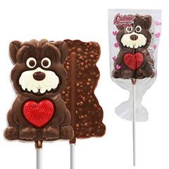 Valentine's Day Puppy Big Chocolate Lollipop Holiday Treats, Milk Chocolate Pop Party Bag Fillers, Individually Wrapped, Kosher Certified, 3oz Chocolate Sucker