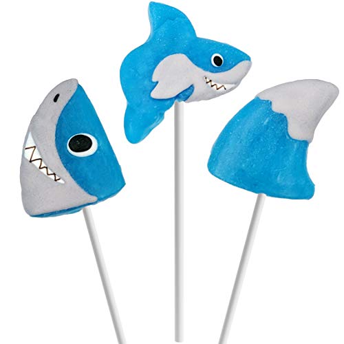 Shark Lollipops, Variety Mixed Fruit Flavored Suckers, 12 Pack