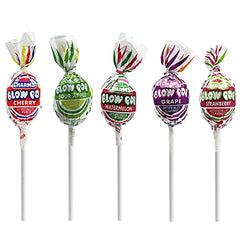 Bubble Gum Filled Blow Lollipop Suckers, Assorted Flavors
