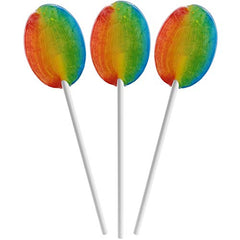 Oval Rainbow Lollipops Suckers, Tooty Fruity Flavor, Individually Wrapped