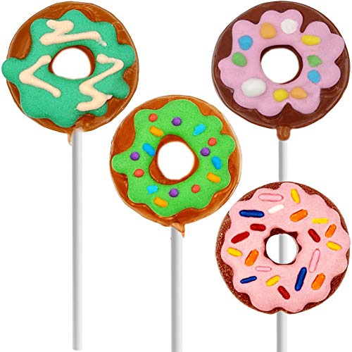 Donut Lollipops, Variety Vanilla Flavored Suckers, 12 Pack