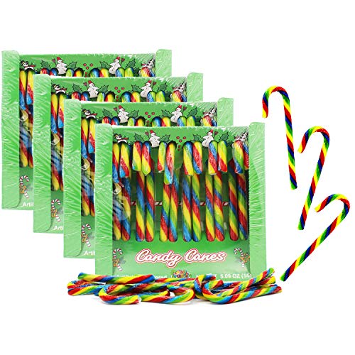 Christmas Candy Canes Suckers, Multicolored Rainbow Fruity Flavor