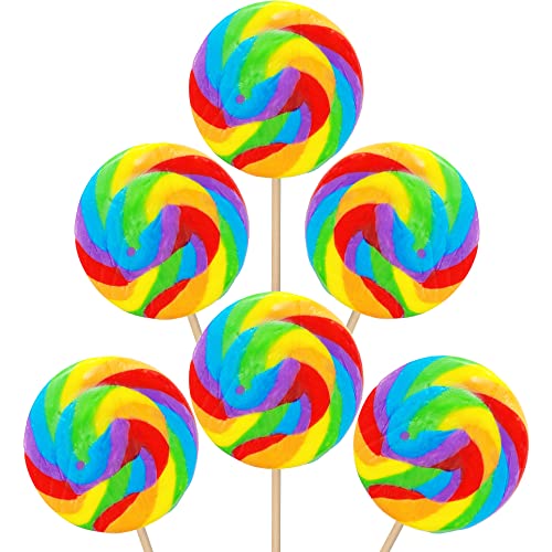 Jumbo Rainbow Swirl Lollipop, Mixed Fruit Flavor, 4" Inch Sucker