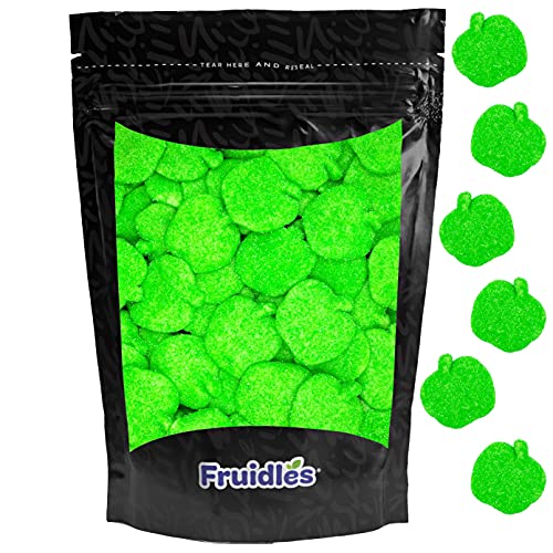 Frosted Sour Green Apples Gummi Candy, Sugar Coated Fruit Flavored Gummies