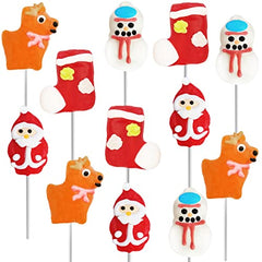 Christmas Lollipop Santa, Reindeer, Snowman, Xmas Boots Assortment, Mixed Fruit Flavor, 24-Pack