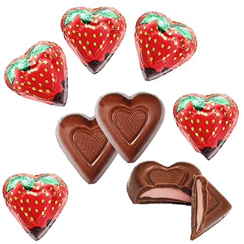 Valentine's Milk Chocolate Strawberry Cream Hearts, 2 Pounds (80 Count)