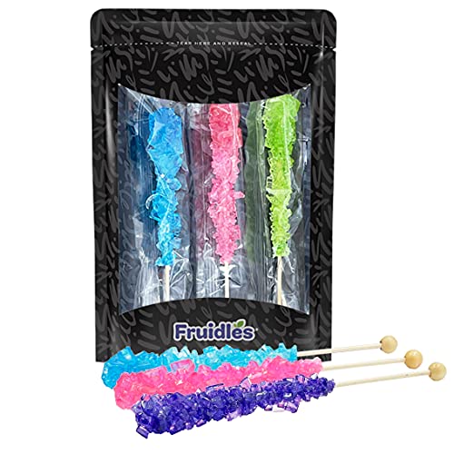 Rock Candy Lollipops Pops Candy Suckers, Variety Color Assortment, Individually Wrapped, 6.5"