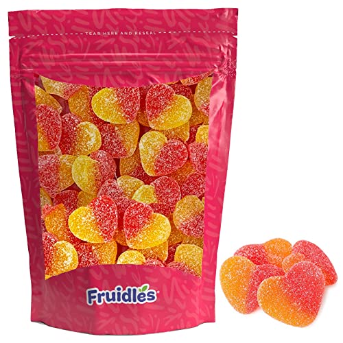 Valentine's Candy Peach Gummi Hearts Candy, Fruit Flavored Gummies