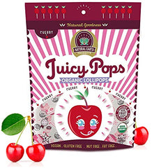 Natural Earth Products - Juicy Pops USDA Organic Lollipops - Kosher, Vegan, Gluten-Free, Nut-Free, Fat-Free - 8.5 Oz