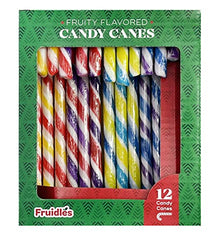 Christmas Candy Canes Suckers, Multicolored Rainbow Fruity Flavor (12-Pack)