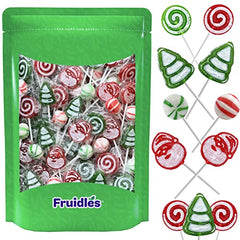 Christmas Lollipops Santa, Tree, Swirl, Candy Canes, and Sweet Ball Assortment, Mixed Fruit Flavor