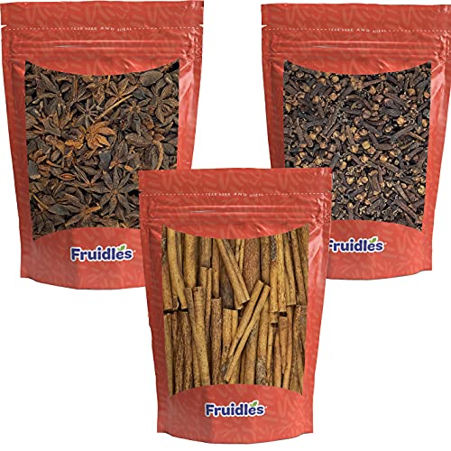 52USA Cinnamon Sticks Bulk + Star Anise Whole + Whole Cloves Bulk, 4oz  Each, All Natural