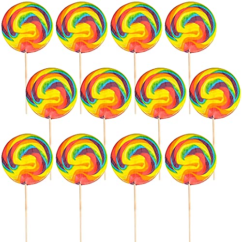 Jumbo Rainbow Swirl Lollipop, Mixed Fruit Flavor, 5" Inch Sucker