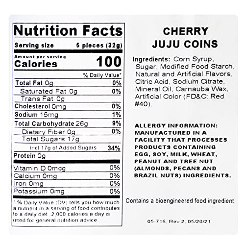 Cherry JuJu Coins, Jelly Gummy Candy, Cherry Flavored