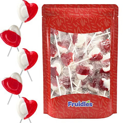Valentines Day Lollipops Red Heart Shaped Strawberry N' Cream Flavored, Kosher Parve, Individually Wrapped