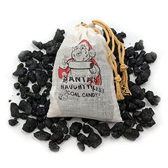 Christmas Coal Black Cherry Rock Candy in Draw String Bags
