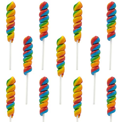 Rainbow Twist Lollipop, Mixed Fruit Flavor, Individually Wrapped Pop, 3" Inch Sucker