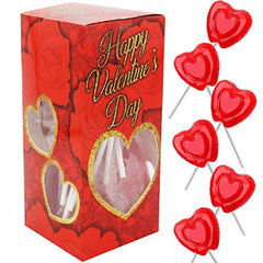 Valentines Day Lollipops Red Double Heart Shaped Cherry Flavored, Kosher Parve, Individually Wrapped