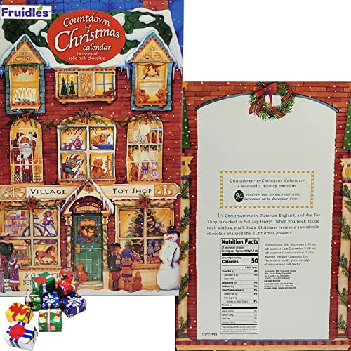 Christmas Village Toy Shop Countdown Calendar Advent Chocolate, 24 Pieces